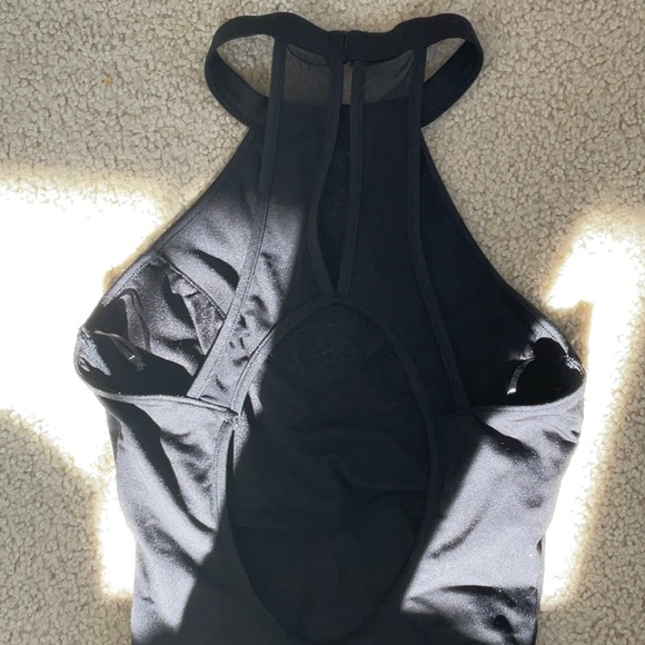 Bloch Leotard Black Floral Dance Ballet Choker Neck Mesh - Picture 4 of 5